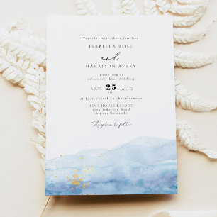 Invitation BLAKELY Sky Blue Aquarelle Mariage tropical
