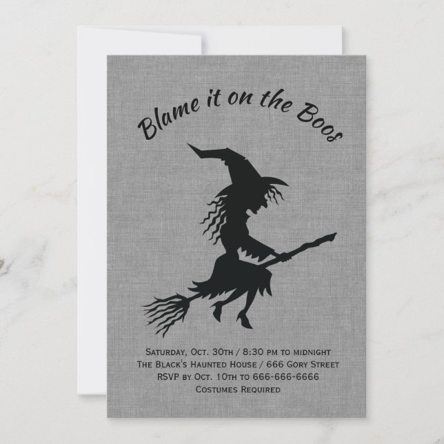 Invitation Blâmez-le sur le Boos Linen Halloween Party (Devant)