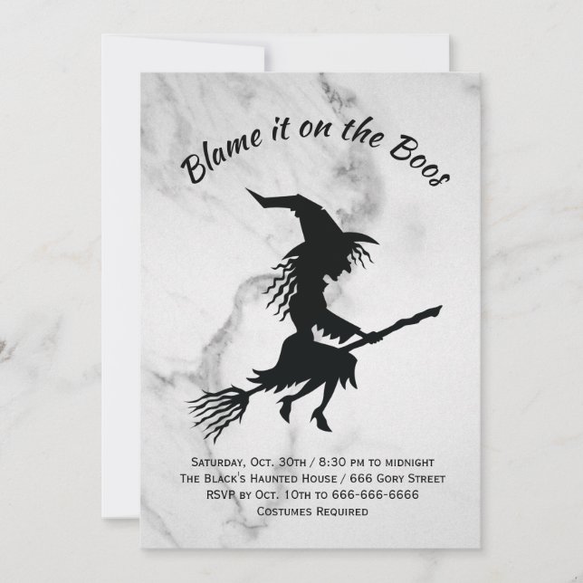 Invitation Blâmez-le sur le Boos Marble Halloween Party (Devant)