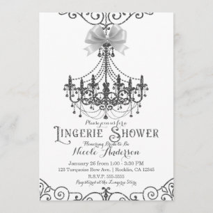 Invitation Blanc & Argent Blanc Bow Chic Lingerie Douche