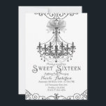 Invitation Blanc & Argent Blanc Nœud Chic Douce 16 Seize<br><div class="desc">Personnaliser pour tout événement</div>