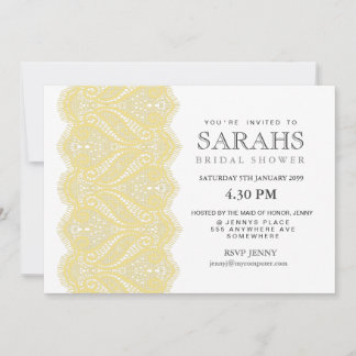 Invitation Blanc avec citron dentelle Fête des mariées Invita
