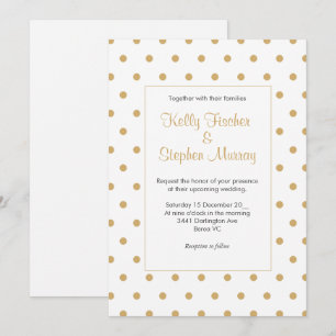 Invitation Blanc avec pois or