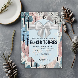 Invitation blanc Baby shower de la forêt d'hiver