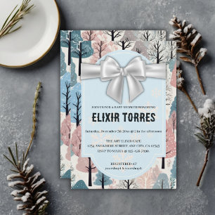 Invitation blanc Baby shower de la forêt d'hiver