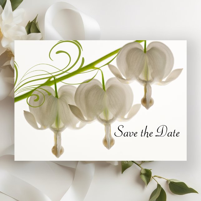Invitation Blanc Bleeding Hearts Flower Wedding Enregistrer l (Créateur téléchargé)