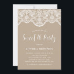 Invitation Blanc Brocade Lace Taupe Sweet 16 Party<br><div class="desc">Invités Invitations à votre événement avec cette invitation sucrée personnalisable de 16 fêtes. Il dispose d'un élégant jardin en dentelle de brocade sur un arrière - plan taupe. Personnalisez en ajoutant vos détails. Cette invitation au sweet sixteen de dentelle est parfaite pour tout thème d'événement ou saison.</div>