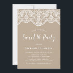 Invitation Blanc Brocade Lace Taupe Sweet 16 Party<br><div class="desc">Invités Invitations à votre événement avec cette invitation sucrée personnalisable de 16 fêtes. Il dispose d'un élégant jardin en dentelle de brocade sur un arrière - plan taupe. Personnalisez en ajoutant vos détails. Cette invitation au sweet sixteen de dentelle est parfaite pour tout thème d'événement ou saison.</div>