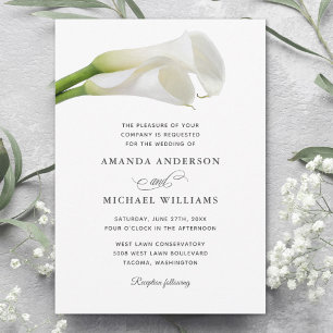 Invitation Blanc Calla Lilies Aquarelle Floral Mariage