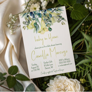 Invitation Blanc Calla Lily Fleurs bébé dans le Baby shower e