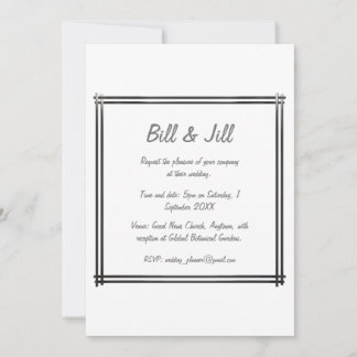 Invitation Blanc Classique Avec Mariage Bordure Art Déco Gras