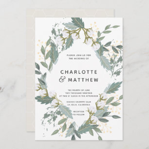 Invitation Blanc Cotton Garden Diamond Mariage botanique
