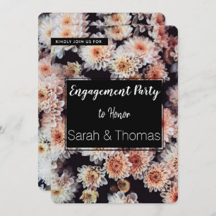 INVITATION BLANC DAHLIA FLORAL ELEGANT ENGAGEMENT PARTY