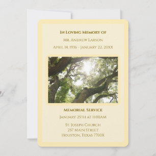 Invitation Blanc dans l'amour Mémoire Arbres funérailles comm