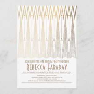 Invitation Blanc d'art déco et fête d'anniversaire de Gatsby