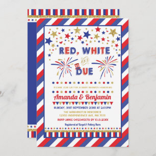 Invitation Blanc de baby shower patriotique du 4 juillet et
