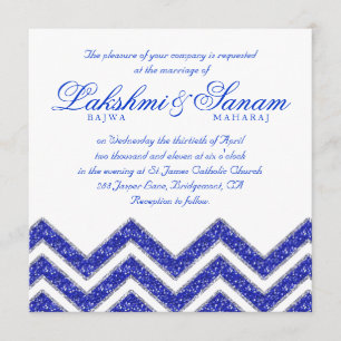Invitation Blanc de bleu royal d'étincelle d'invitation de