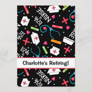 Invitation Blanc de noir de célébration de partie de retraite