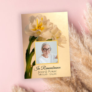 Invitation Blanc Double Daffodil Fleurs Décès Anniversaire