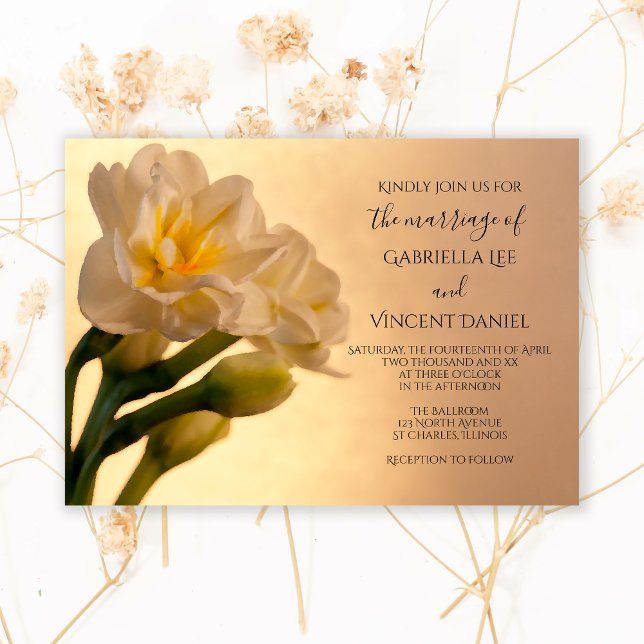 Invitation Blanc Double Daffodils Printemps Mariage (Créateur téléchargé)