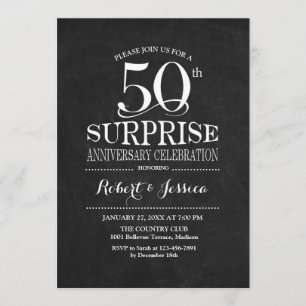Invitation Blanc du tableau de bord du 50e Mariage surprise
