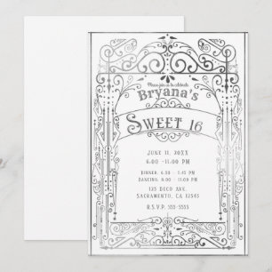 Invitation Blanc et argent déco victorienne vintage douce 16