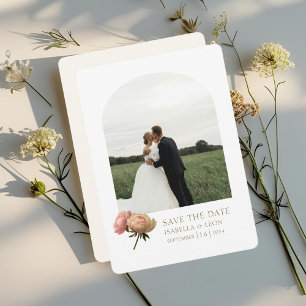 Invitation Blanc et ivoire   Rose vert olive moderne