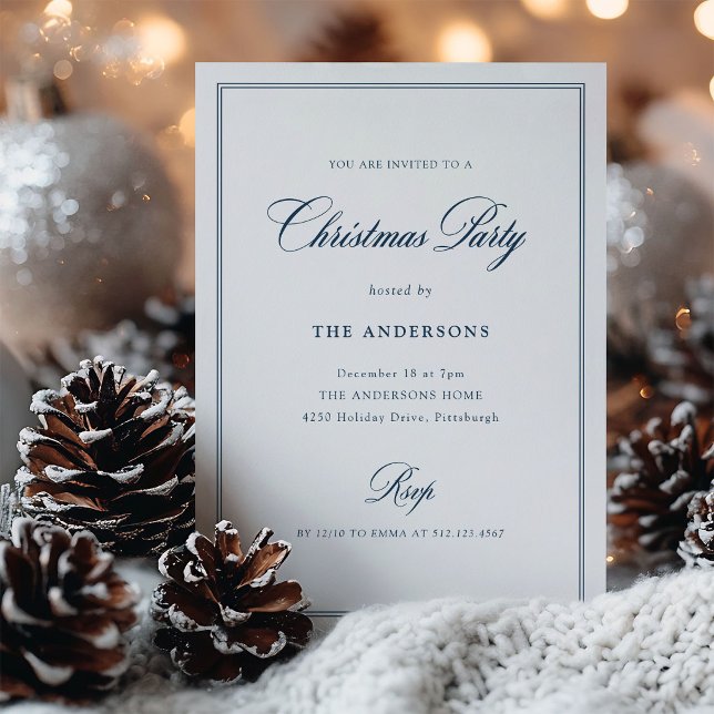 Invitation Blanc et Nuit Classique Élégance | Fête de Noël (Créateur téléchargé)