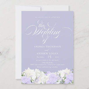 Invitation Blanc et périphérique   Mariage de fleurs romantiq
