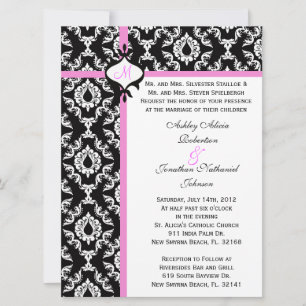 Invitation blanc et rose noir de mariage !