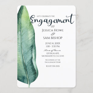 Invitation Blanc et vert Feuille tropicale Élégant Engagement