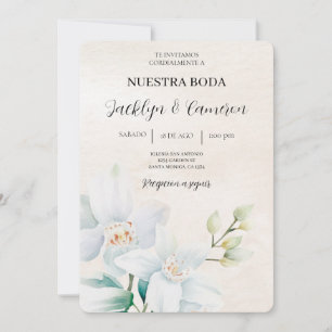 Invitation Blanc et vert Floral Espagnol Mariage beige