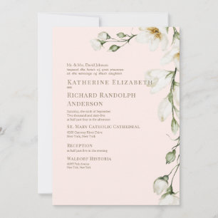 Invitation Blanc floral Blush & Mariage or