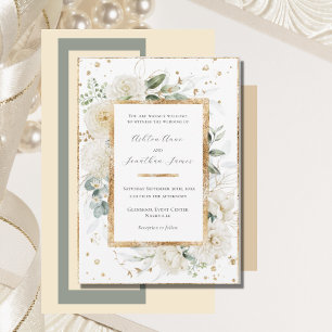 Invitation Blanc Floral Hydrangea Rose Gold mariage élégant