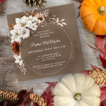 Invitation Blanc Floral Neutre Automne 40e anniversaire Carré<br><div class="desc">Les fleurs blanches chatoyantes sont entourées de feuilles gris,  bruns et noirs neutres. Le texte blanc est une combinaison chic de lettrage droit et de texte de script de calligraphie. Un cadre rond chic apporte une touche élégante.</div>