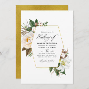 Invitation Blanc Floral Rustic Grange Mariage campagnard phot
