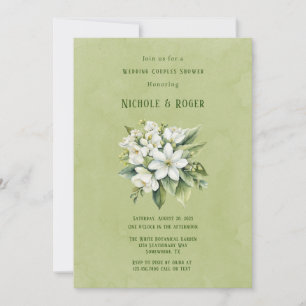 Invitation Blanc Floral Vert Peint Mariage Couples Douche Cou