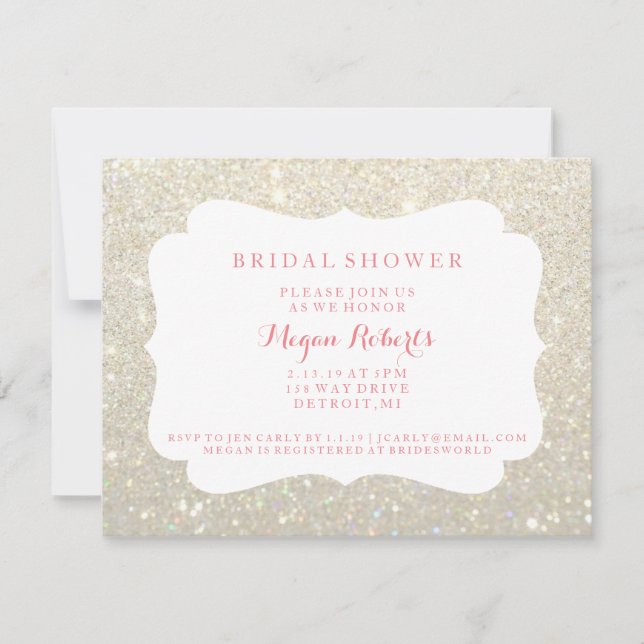 Invitation - Blanc Glit Or Fab Fête des mariées Jo (Devant)