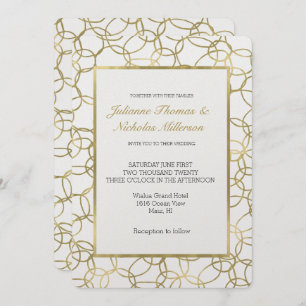 Invitation Blanc Gold Glam Cercles élégants Mariage