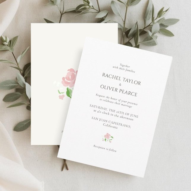 Invitation Blanc & Ivoire | Chic Fleurs Aquarelle Mariage  (Créateur téléchargé)