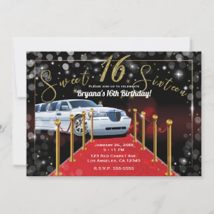 Invitation Blanc Limo Red Carpet Hollywood Sweet 16 Party