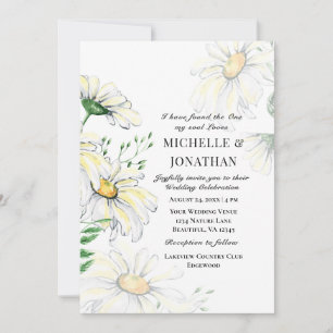 Invitation Blanc marguerites Floral Aquarelle Mariage chrétie