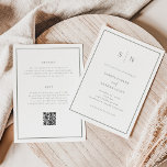 Invitation Blanc minimal et chic et Sage tout en un seul Mari<br><div class="desc">Ces invitations de mariage élégantes et modernes, toutes en une seule, présentent un design de texte minimaliste blanc et vert sage, avec un cadre classique à la frontière. Ajoutez vos initiales ou votre monogramme pour les rendre complètement vôtres. L'arrière des invitations comprend la chambre pour vos détails mariages (informations de...</div>