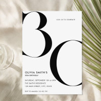 Blanc minimaliste Chic moderne 30e anniversaire