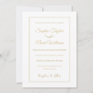 Invitation Blanc moderne et minimaliste or