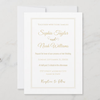Invitation Blanc moderne et minimaliste or