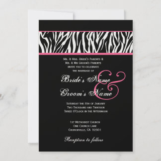 Invitation Blanc noir avec papier métallique Mariage Zèbre ro