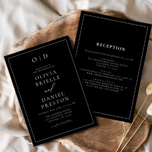 Invitation Blanc noir minimaliste tout en un Mariage