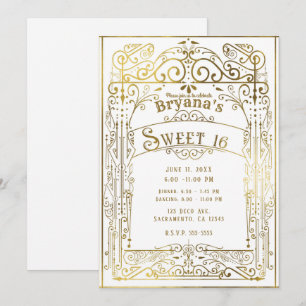 Invitation Blanc & Or Brillant Deco Victorien Vintage Douce 1