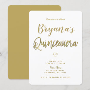 Invitation Blanc & Or Moderne Minimaliste Chic 15 Quinceañera